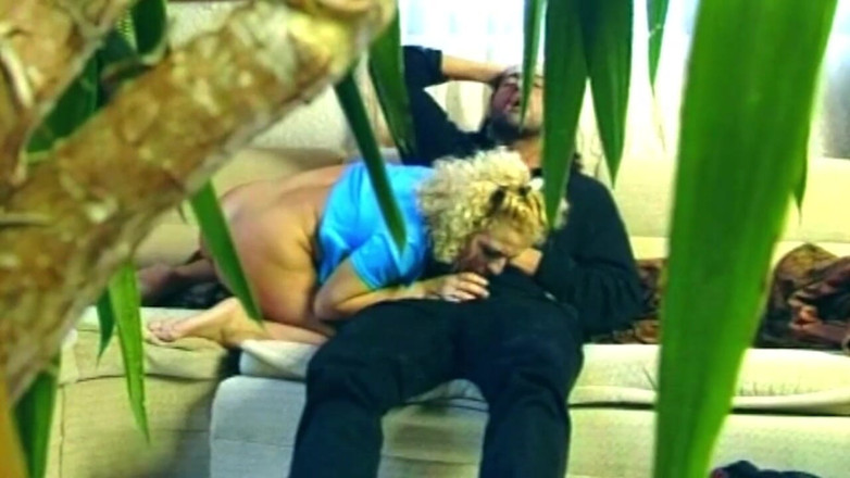 TRASHPORN: Blonďatá kočička pohlcena v dovádění na gauči