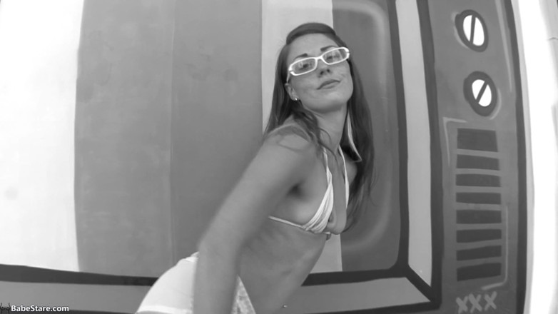 Babe Stare: Two teen girls with hot bodies give a guy his...