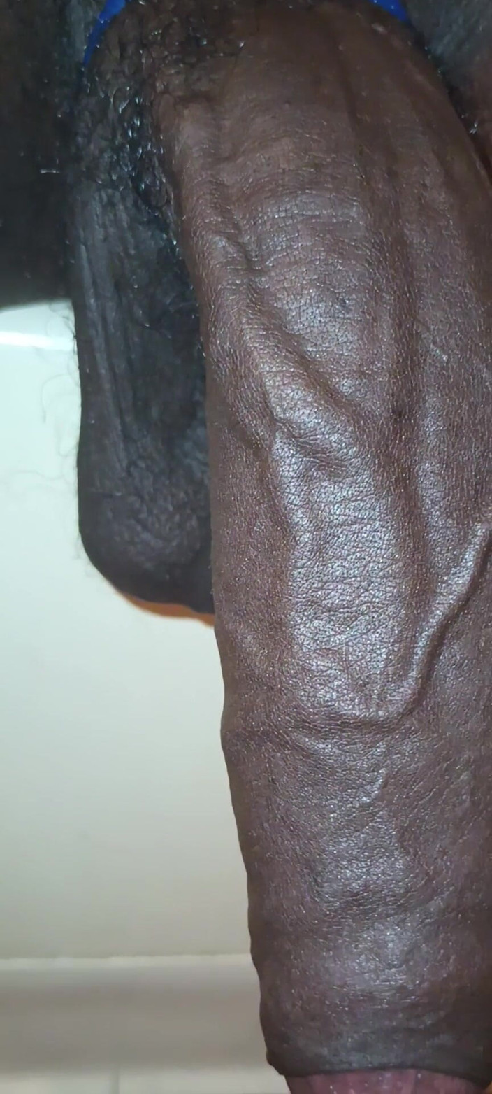 Chocolate Meat Stick: Strök stor svart oklippt kuk wit kuk ring