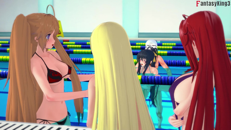 Fantasy king: Rias &amp; Akeno meleleh semasa phonecall dan Akeno dikongkek dalam kolam -...