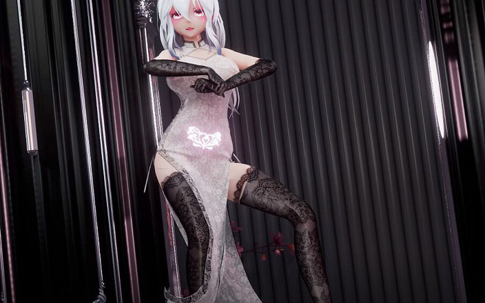 MikuMotion: [mmd] haku Mr., transparentes Spitzen-Cheongsam Große Brüste, anzügliche schwarze Seide