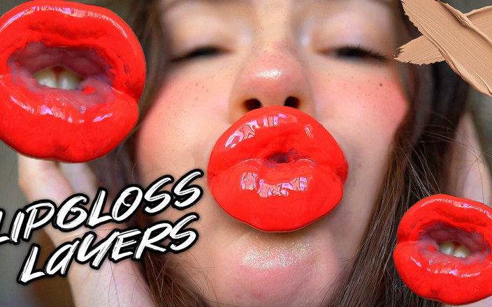 Rarible Diamond: Camadas vermelhas pegajosas de gloss labial e lábios carnudos