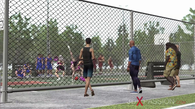 3dxpassion: 篮球运动员在街上狠操一个性感的啦啦队女孩