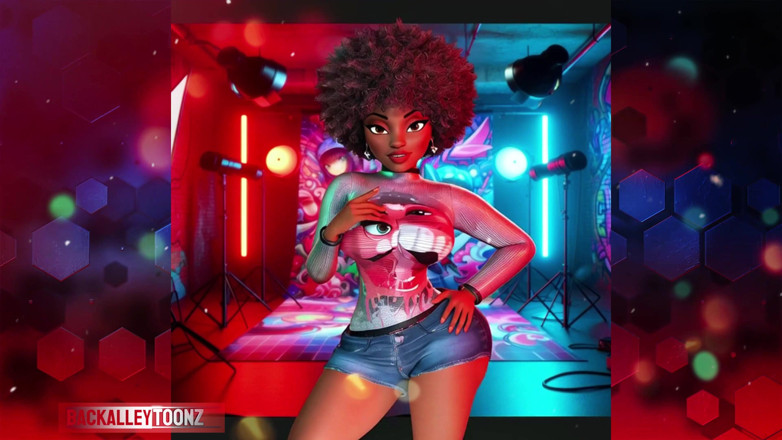Back Alley Toonz: Ébano Jones - grande saque lit videoshoot