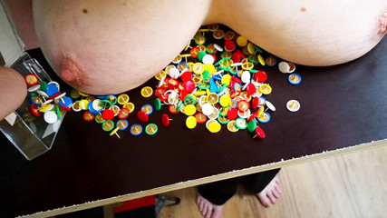 Bouncy Tits Action: Push my nipples into thumbstacks