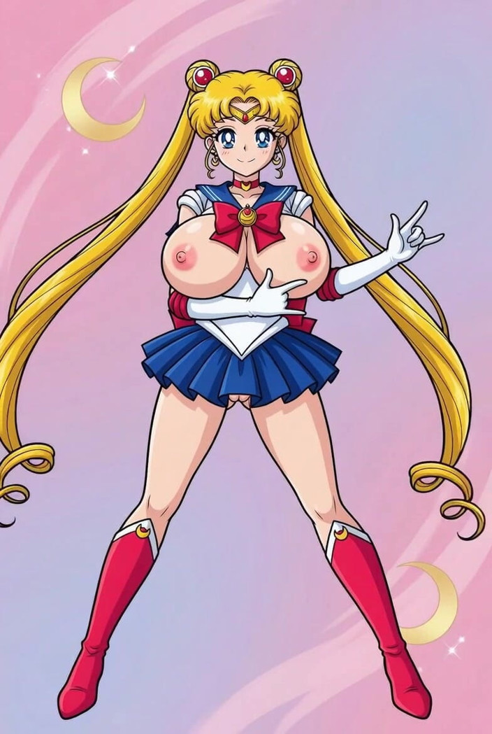 L6RD7BLU3 AI: Sailor Moon balançando sua buceta careca apertada