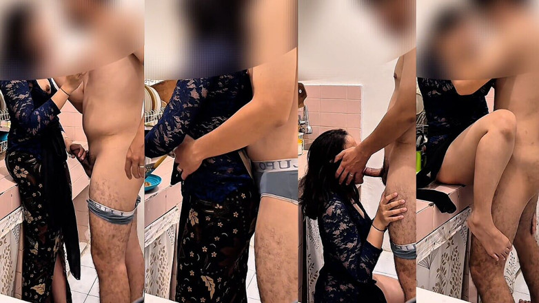 Hamster_Ball: Presque surpris, femme de ménage infidèle en train de cuisiner...