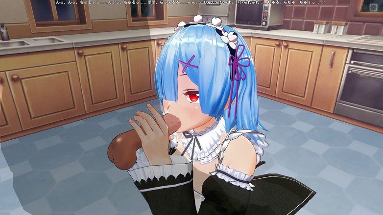H3DC: Rem, hentai 3D, taille une douce pipe avec du sperme