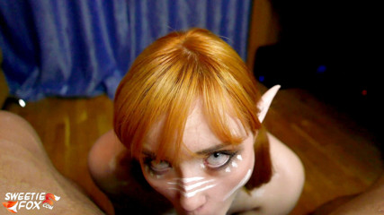 Sweetie Fox: Uomo scopata veloce in faccia ahegao bambolina - sperma in bocca