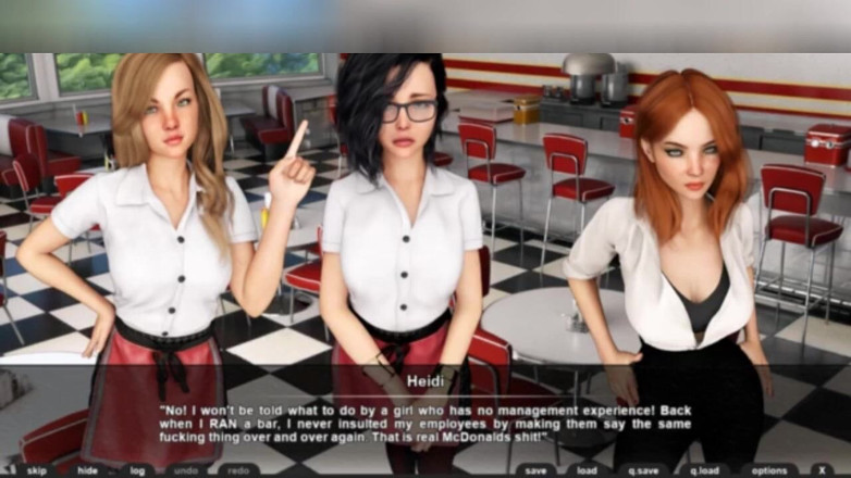 3DXXXTEEN2 Cartoon: Drei sexy kellnerinen und keine kunden. 3D-porno, cartoon-sex