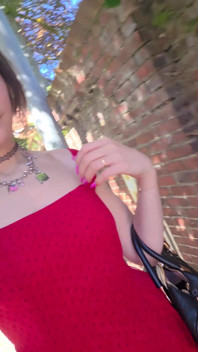 Sissy Walking Outside Showing Her Chastity Cage