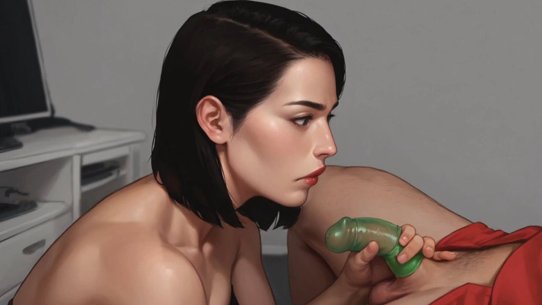 Lana Game plays: Une salope suce une petite bite avec un préservatif puis...