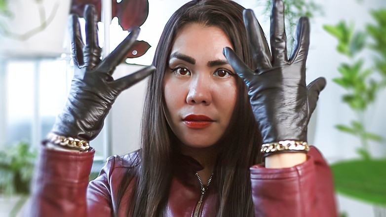 DominaFireOfficial: Couro fetiche asmr com luvas