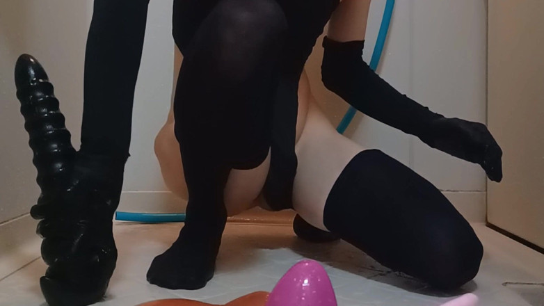 Sissy-Kuroko: BlackLeotard e Huge Dildo, Leotard
