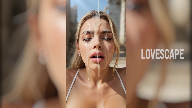 Lovescape: Si blonde dikongkek batang besar di tempat awam (AI Gen)