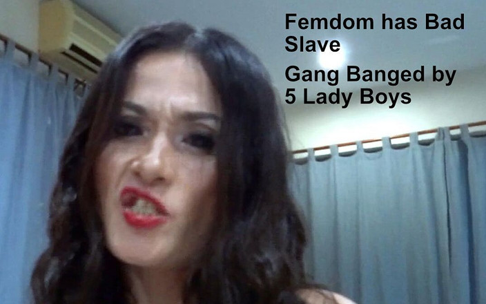 Asian Goddess TG: Femdom má špatný otrok v gangbangu s 5 ladyboys