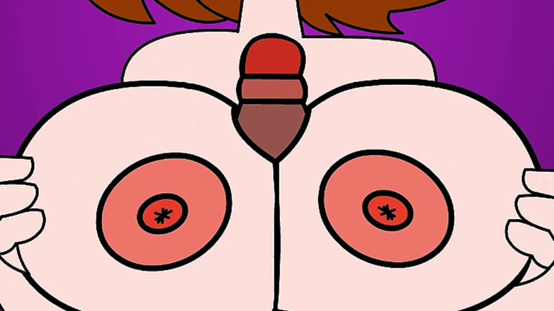 Animate golden: Vollbusige hentai, spielt mit ihren titten und lutscht sie