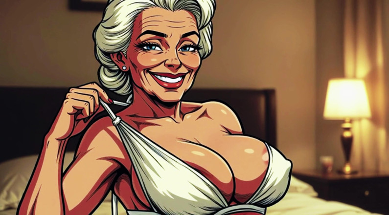 AI Porn: Ai Old Women in Bedroom Teasing and Flashing Tits