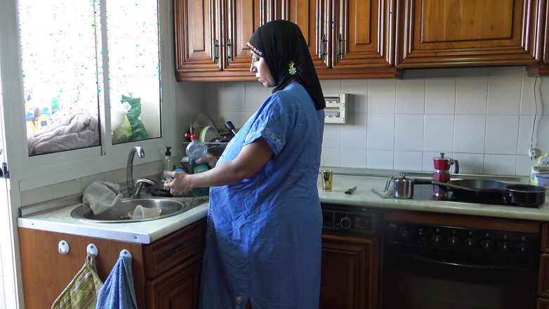 Souzan Halabi: Esposa egipcia embarazada preñada mientras lava los platos