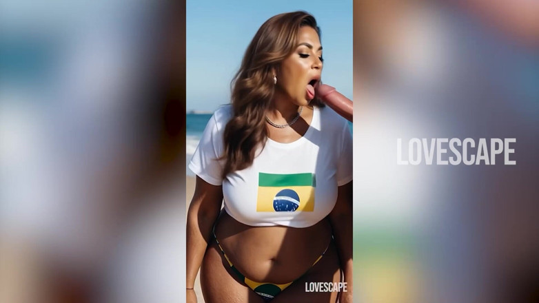 Lovescape: Une grosse cougar brésilienne chevauche une jeune bite sans capote -...