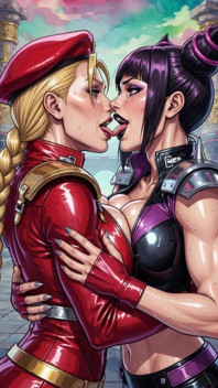 Cammy and Juri Kissing (ai)