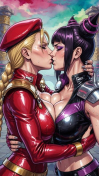 Cammy and Juri Kissing (ai)