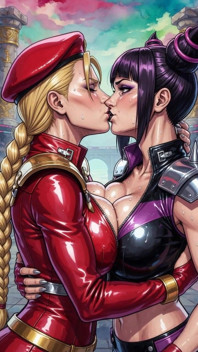 Cammy and Juri Kissing (ai)