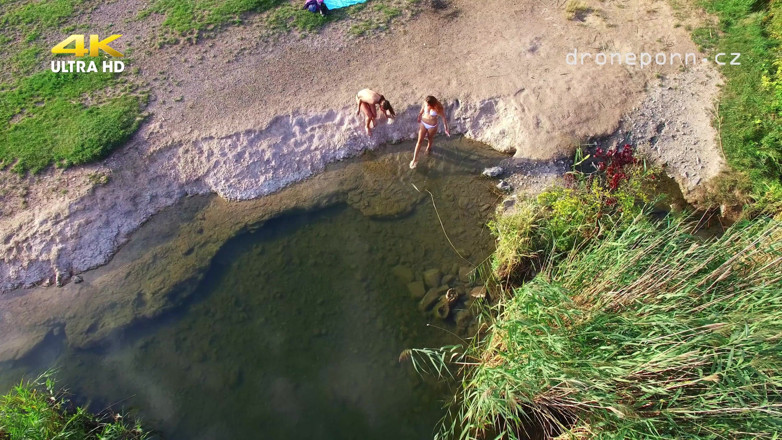 Peaches and Bananas: Teen on the Nudist Beach Filmed by Drone