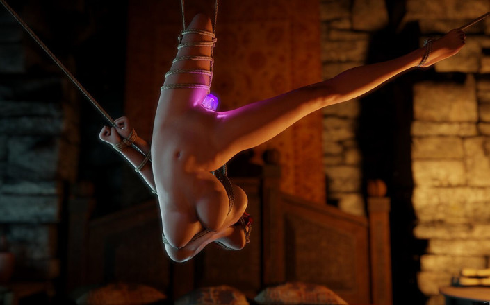 The Rope Dude: Triss in Shibari-schorsing wordt geneukt met een magisch cristal