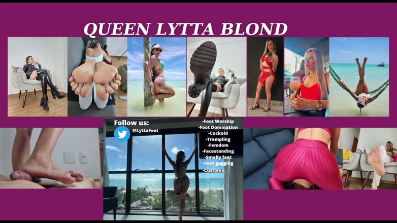 Queen Lytta ballbusting and cum lick: Princesse Scarlet Blonde - Lytta, prof sexy, se fait adorer les...