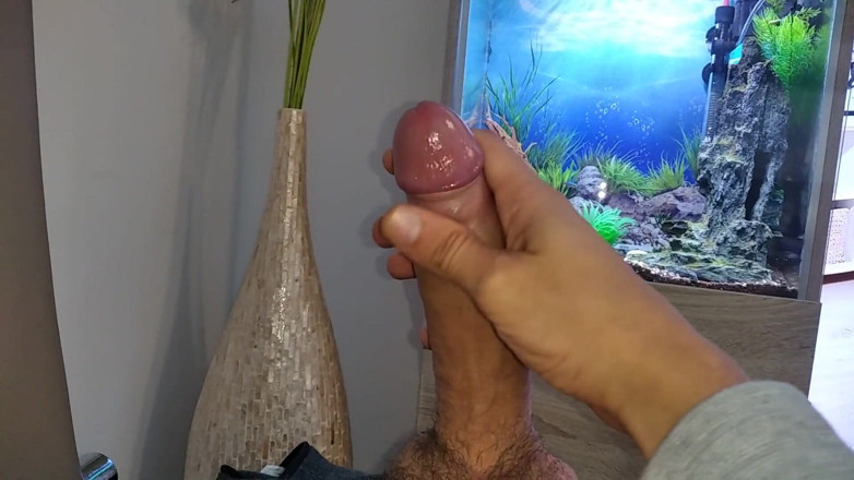 Elvissc: Quente jovem cara masturba seu bom pau grande até ele...