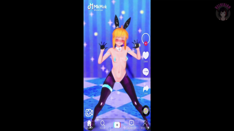Velvixian: Parodie sexy de Tiktok nue - costume de lapin