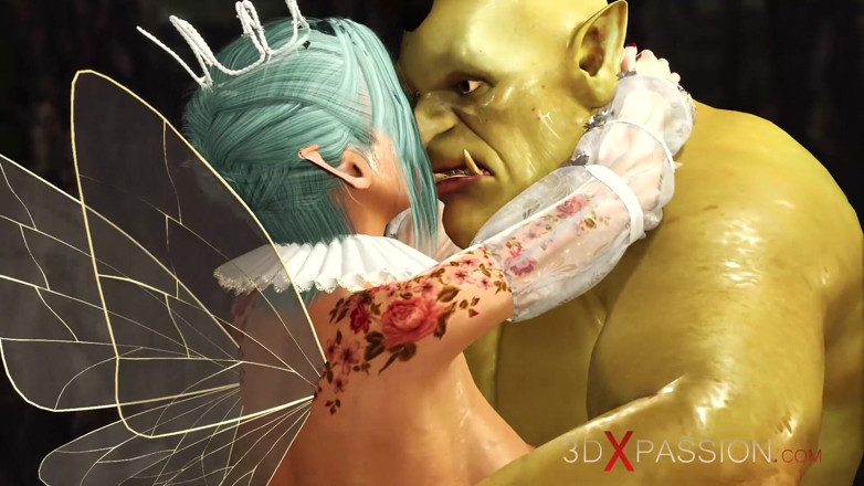 3dxpassion: Trojka s krásnou sexy vílkou a dvěma orky v nočním...