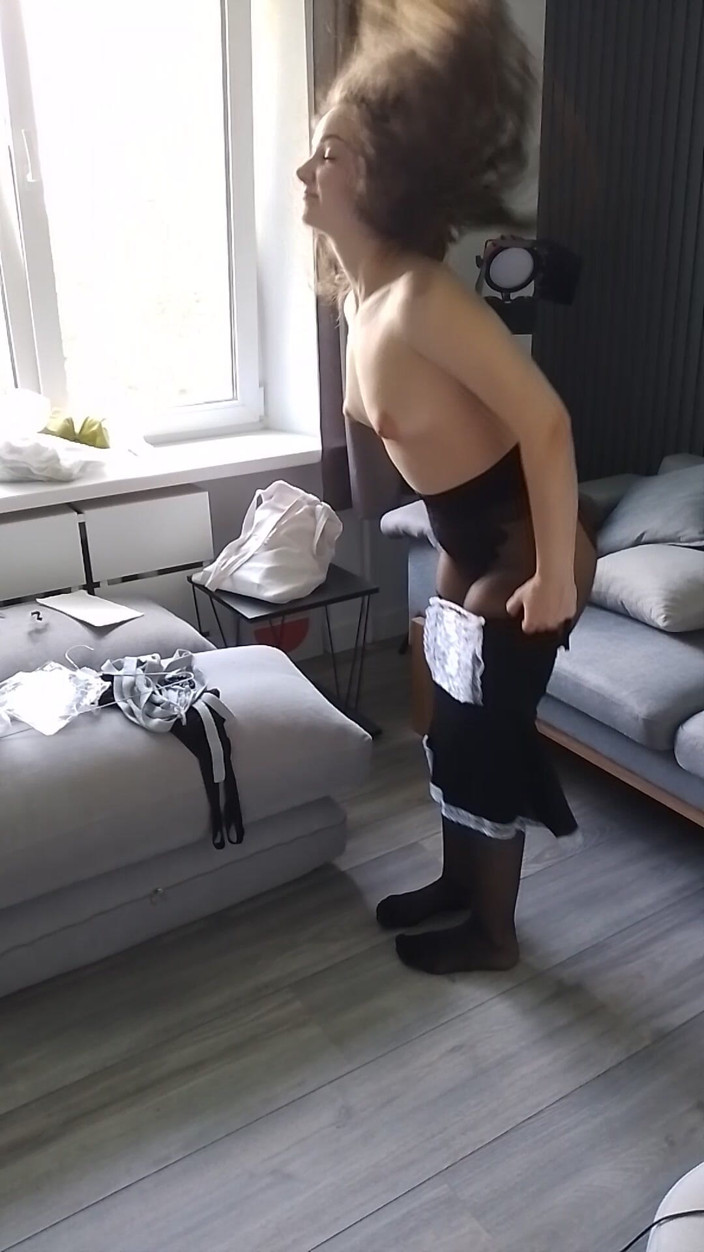 Pantyhose me porn videos: Purr putzen, schwarze französin geschnittene strumpfhosen und zimmermädchen-uniform