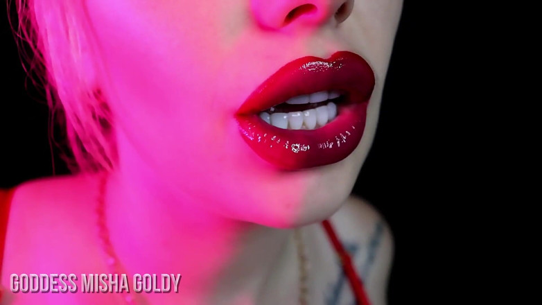 Goddess Misha Goldy: Lippenverslaving training! Word helemaal hersenspoeld! Goon &amp; aftrekken 1