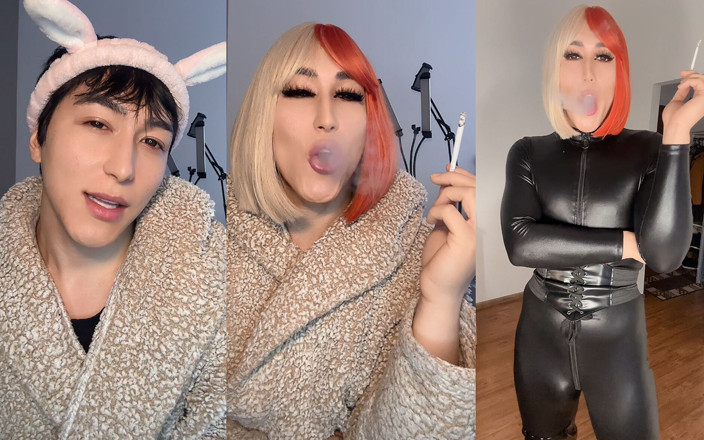 Viper Fierce: Smoking Sissy Slut Full Feminization with Catsuit and Boots