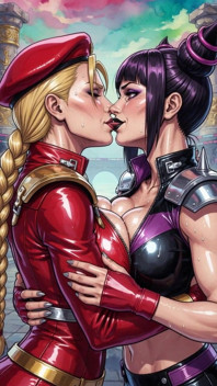 Cammy and Juri Kissing (ai)