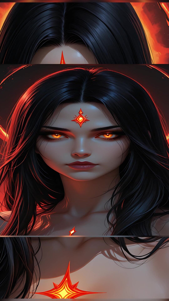 VelvetInk Studio: 黑发暗影刺客战士女人与琥珀色眼睛黑暗幻想肖像 ai 艺术幻灯片
