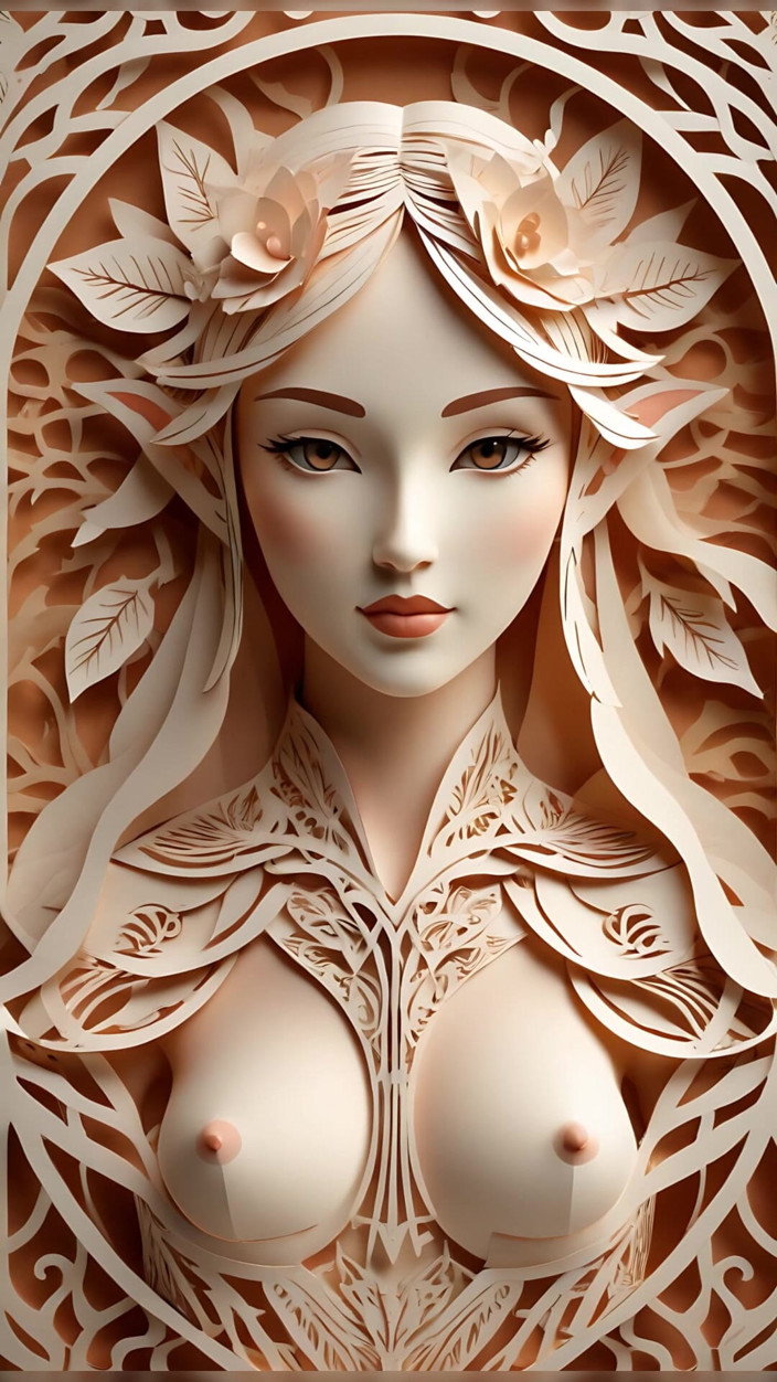 LustRender: Lustrender papercraft nackte elfenmädchen-diashow - sexy Kirigami Elf muschi &amp; titten