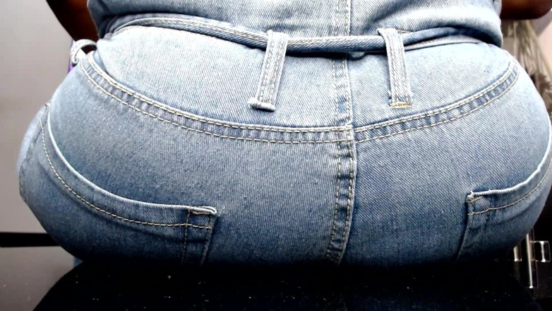 Maeling: Slut Teen Ruined in Jeans Ass-fyxiation with Giant Ass Unknowing