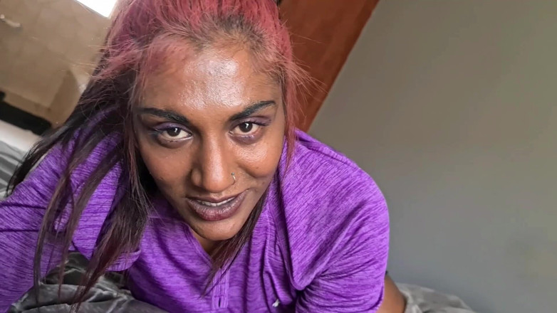 domslutfucker: POV Dirty Talking Desi Slut Bedroom Dildo Sucking and Fucking