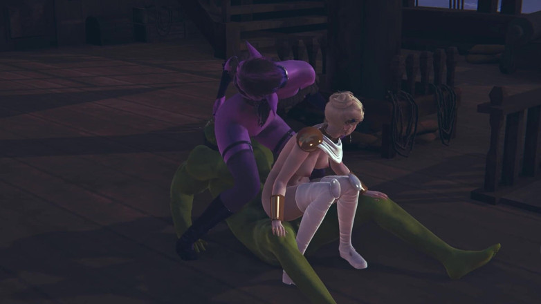 Waifu club 3D: 오르가즘에 어둡고 밝은 엘프를 가져온 Orc