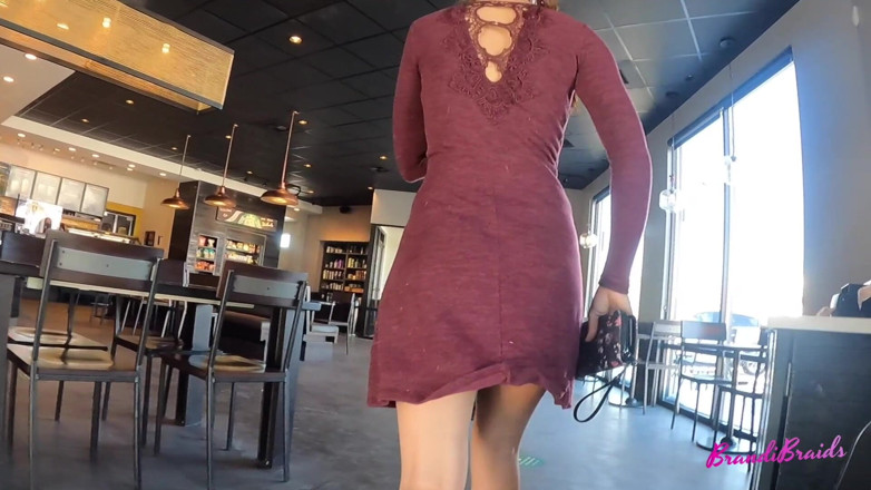 BrandiBraids: Creampie dans la voiture avant le café