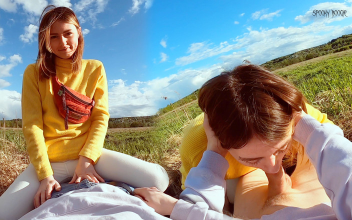 Spooky Boogie: Creampie oral pour une jeune fille en plein air