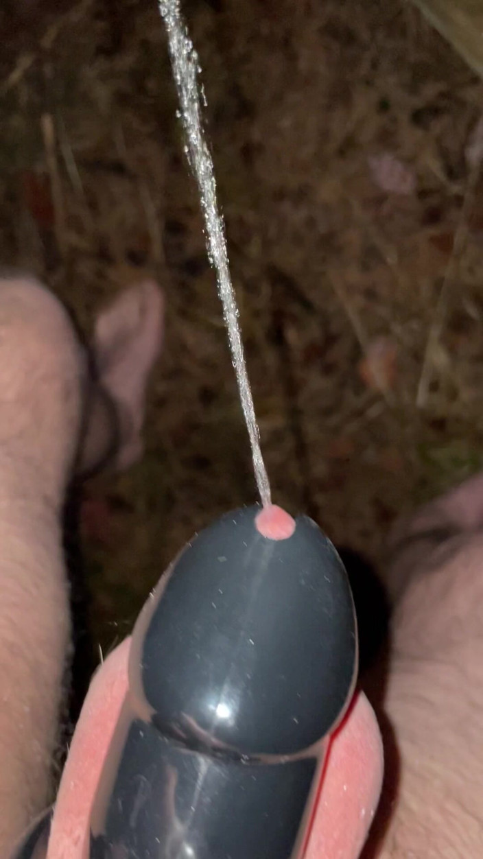 Selfspanker: POV, cage de chasteté dans la nature, pisse