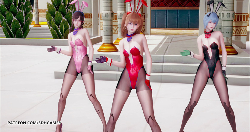 3D-Hentai Games: Somi - narozeninový striptýz Evangelion Rei Ayanami Asuka Langley Sūryū Mari...