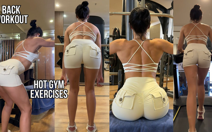 Princess Monica: Tight Shorts Gym Workout with Back and Booty Focus