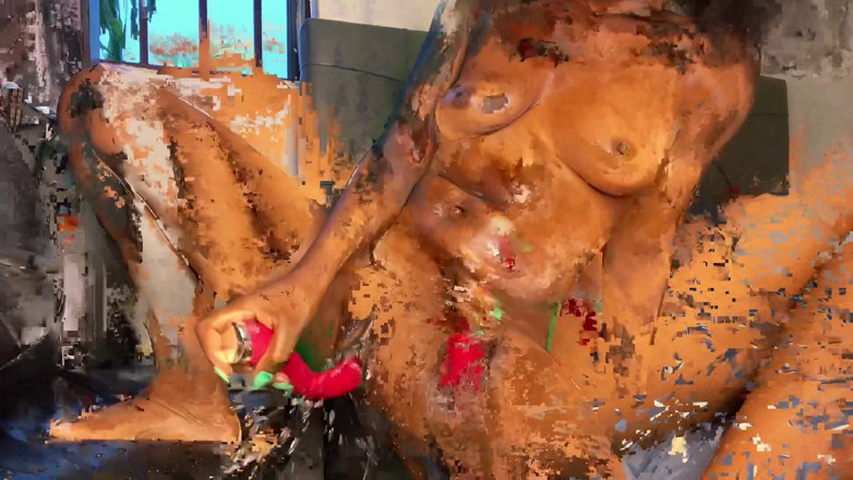 Perfectdime: Schlankes, dickes ebenholz fickt ihre sahnige muschi und squirtet