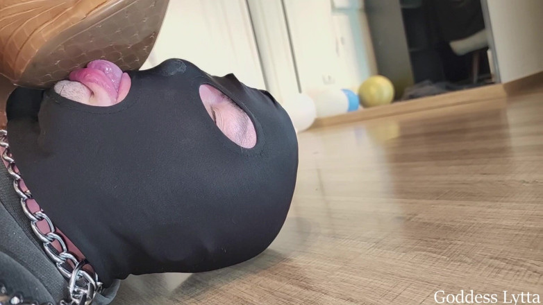 Queen Lytta ballbusting and cum lick: Sexy Lytta Kicks Bitch Balls Until It Explode Then Milk...