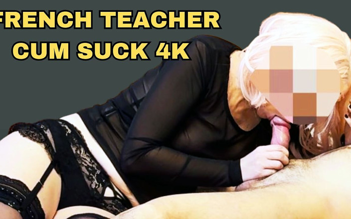Miss Creamy: Nevlastní sestra francouzská učitelka blonďaté paruka punčochy Nedbalé kouření deepthroat...